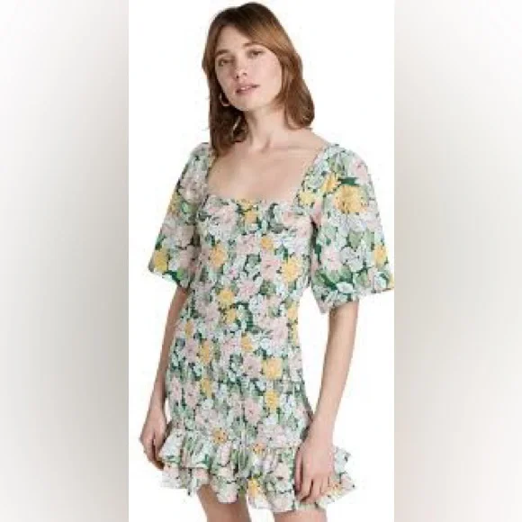 NWT byTiMo Festive Cotton Smocked Minidress Dandelion Floral Size Medium - Picture 3 of 8